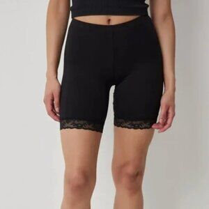 Ardene Black Biker Shorts Lace Hem